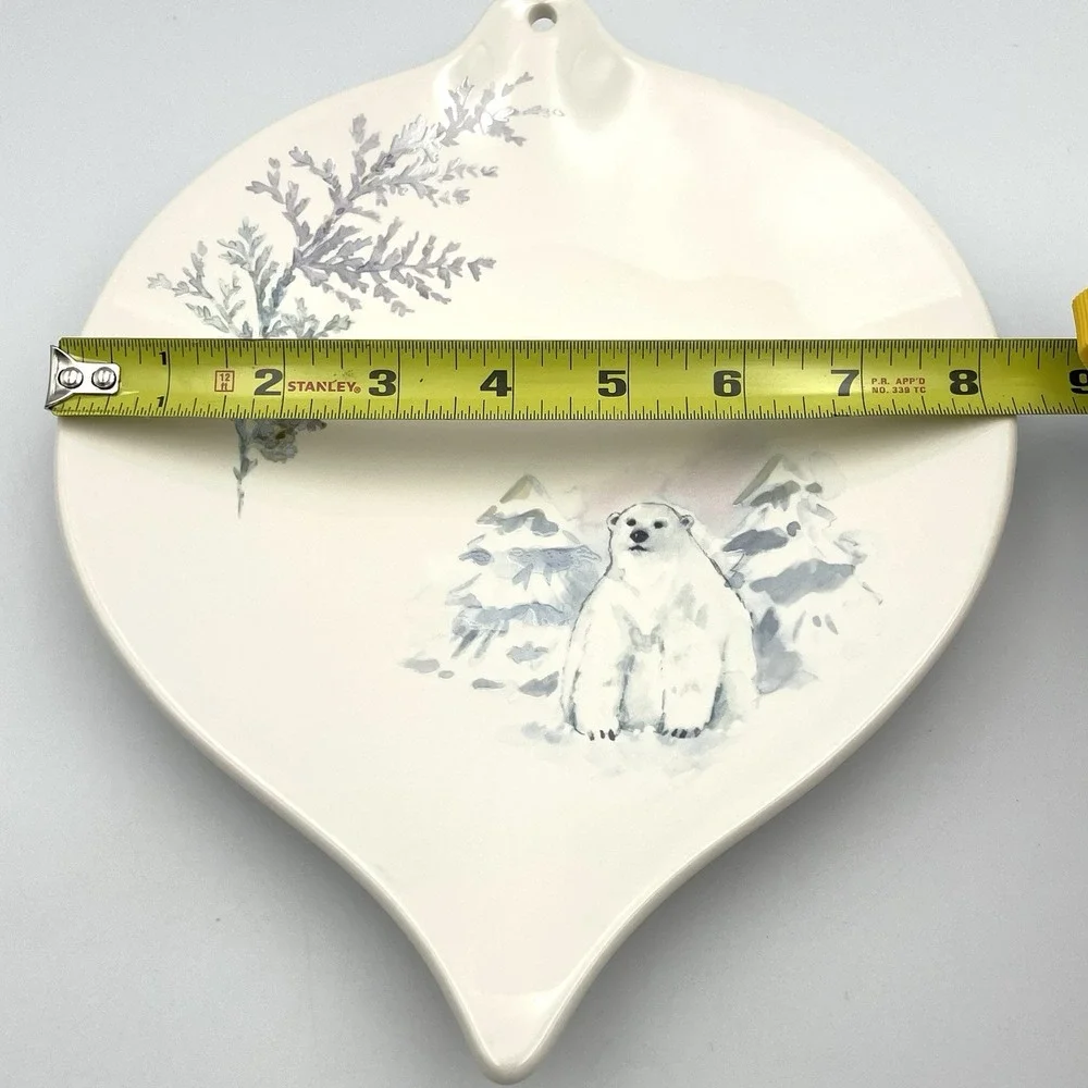Pfaltzgraff Winter Frost Polar Bear Ornament Shaped Plate Cookie Dish Tray - USA